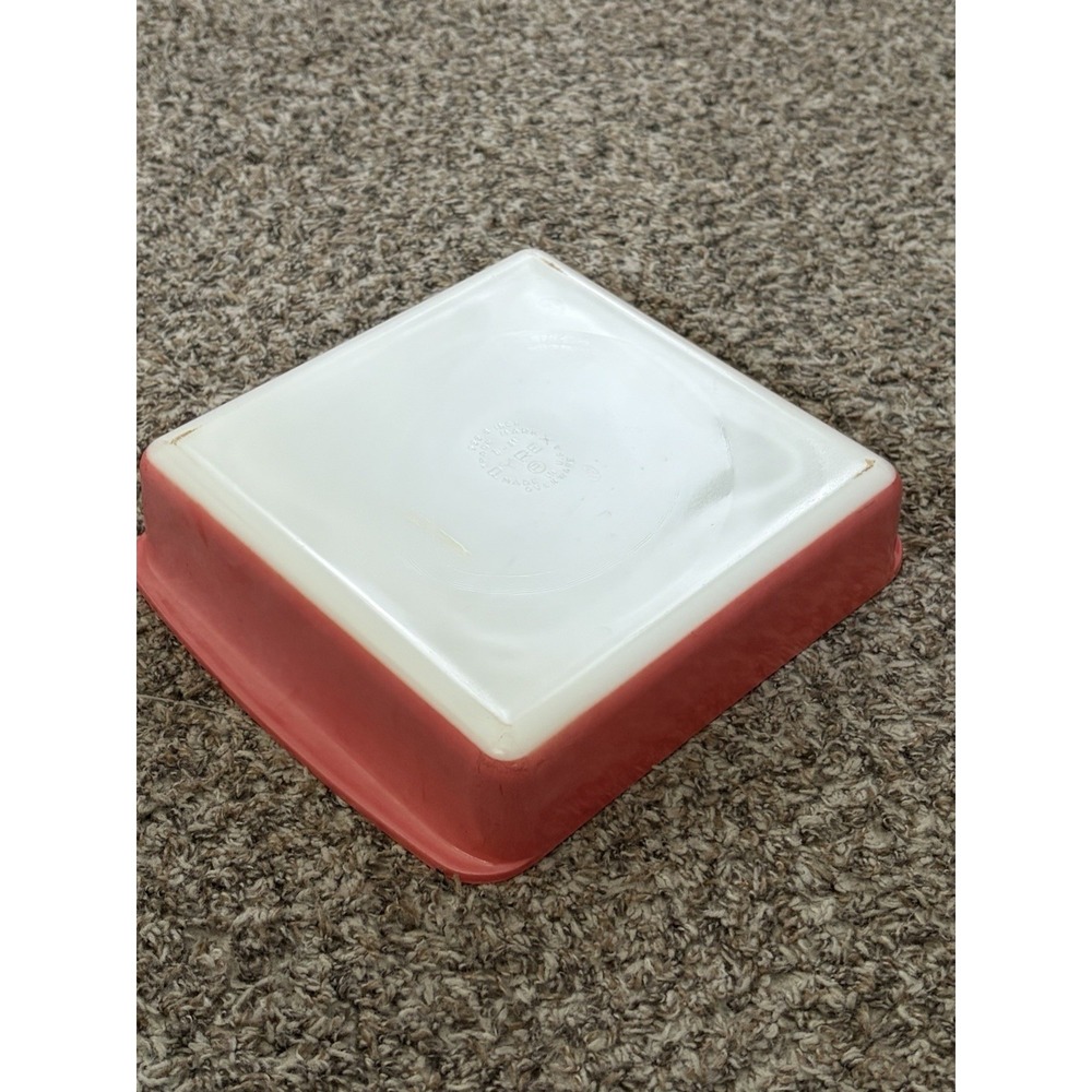 Vintage Pyrex 222 Red Pink 8 Inch Square Baking Dish Cake Pan No Lid USA